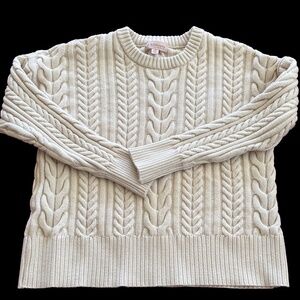 Women's Philosophy Cozy Cream/Natural Cable Knit Sweater Size L